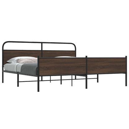 vidaXL lit en métal sans matelas marron aspect chêne 183x213 cm