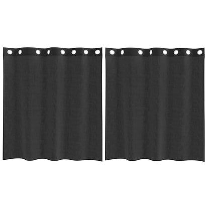 vidaXL Voile Vorhänge mit Ösen 2 Stk. Schwarz 140x140 cm