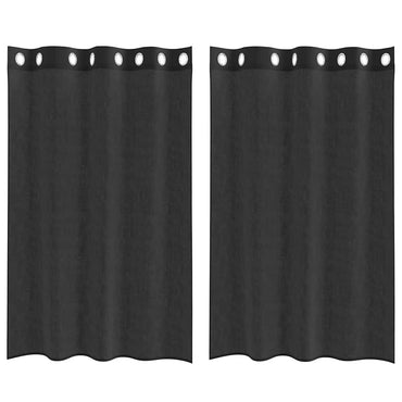 vidaXL Voile Vorhänge mit Ösen 2 Stk. Schwarz 140x175 cm