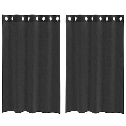 vidaXL Voile Vorhänge mit Ösen 2 Stk. Schwarz 140x175 cm
