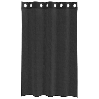 vidaXL Voile Vorhänge mit Ösen 2 Stk. Schwarz 140x175 cm