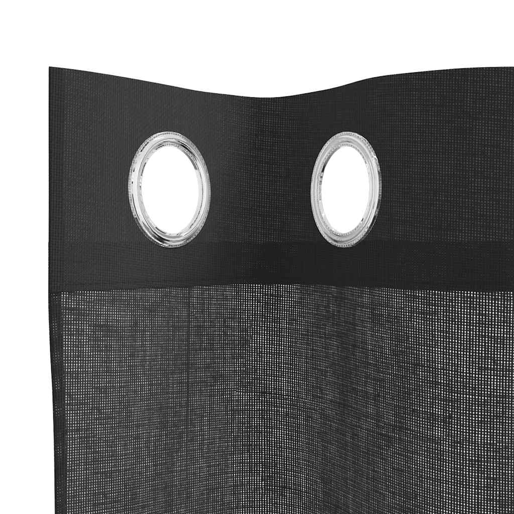 vidaXL Voile Vorhänge mit Ösen 2 Stk. Schwarz 140x175 cm