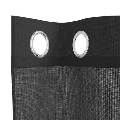 vidaXL Voile Vorhänge mit Ösen 2 Stk. Schwarz 140x175 cm