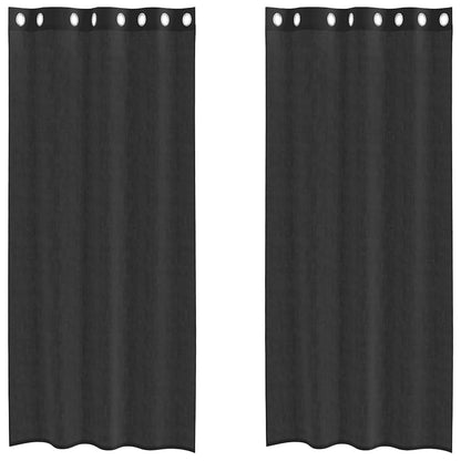 vidaXL Voilages à œillets 2 pcs Noir 140x225 cm