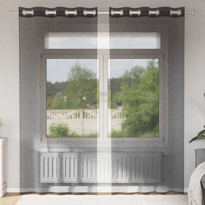 vidaXL Voilages à œillets 2 pcs Noir 140x225 cm