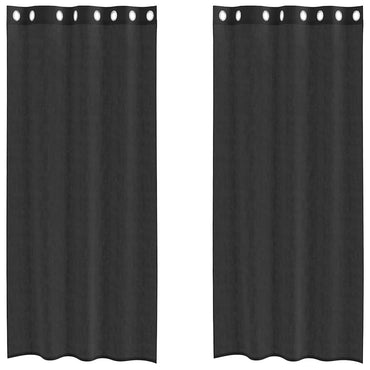vidaXL Voile Vorhänge mit Ösen 2 Stk. Schwarz 140x245 cm