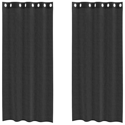 vidaXL Voile Vorhänge mit Ösen 2 Stk. Schwarz 140x245 cm