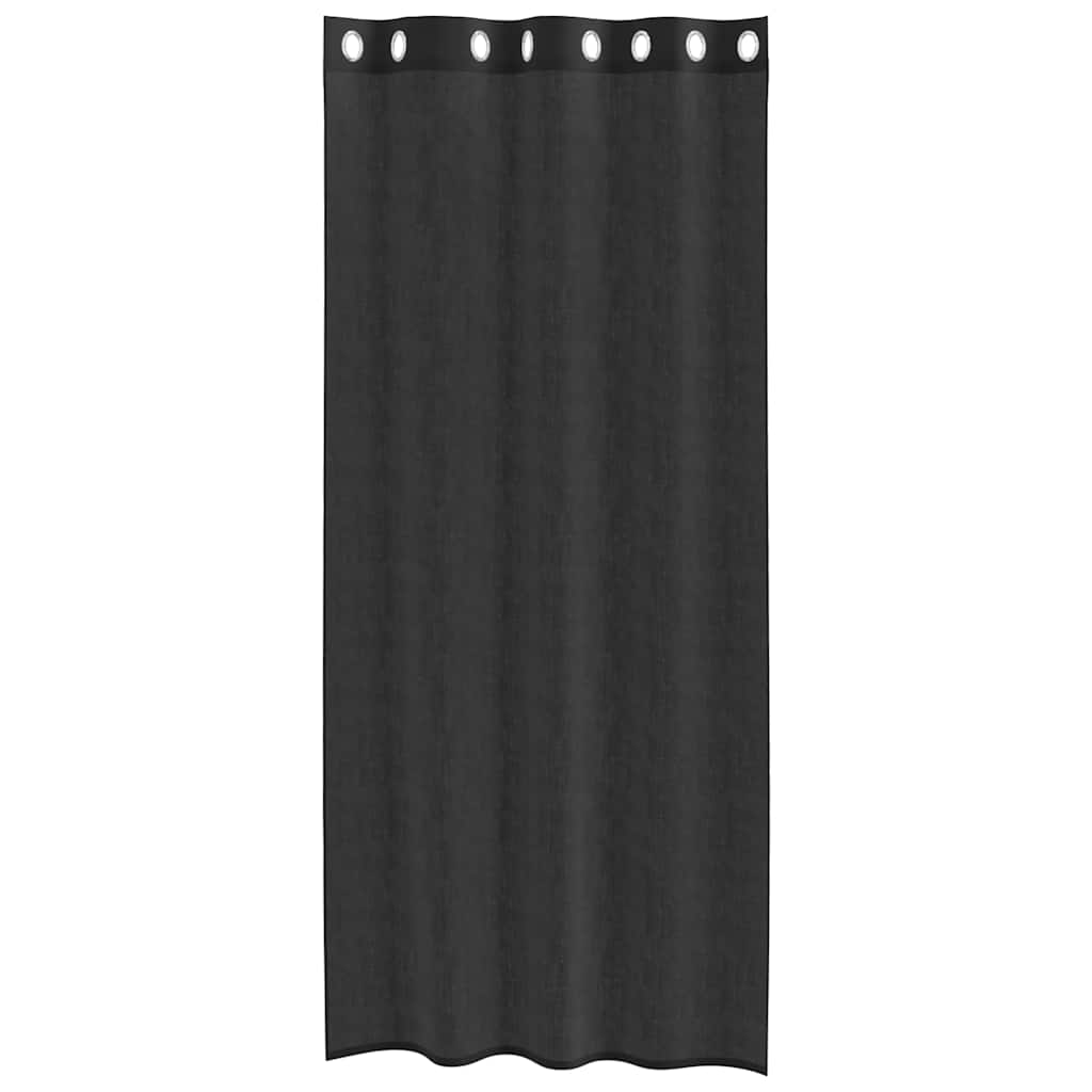 vidaXL Voile Vorhänge mit Ösen 2 Stk. Schwarz 140x245 cm