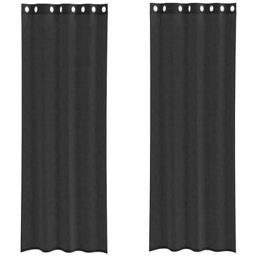 vidaXL Rideaux voilages à œillets 2 pcs Noir 140x260 cm