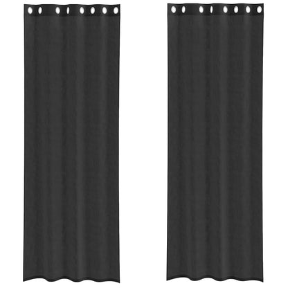 Voile Vorhänge mit Ösen 2 Stk. Schwarz 140x260 cm