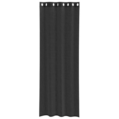 vidaXL Rideaux voilages à œillets 2 pcs Noir 140x260 cm