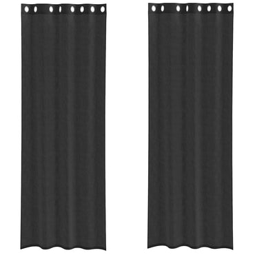 vidaXL Voile Vorhänge mit Ösen 2 Stk. Schwarz 140x300 cm
