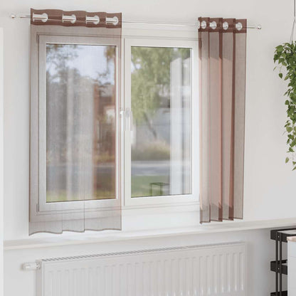 vidaXL Voile Vorhänge mit Ösen 2 Stk. Braun 140x140 cm