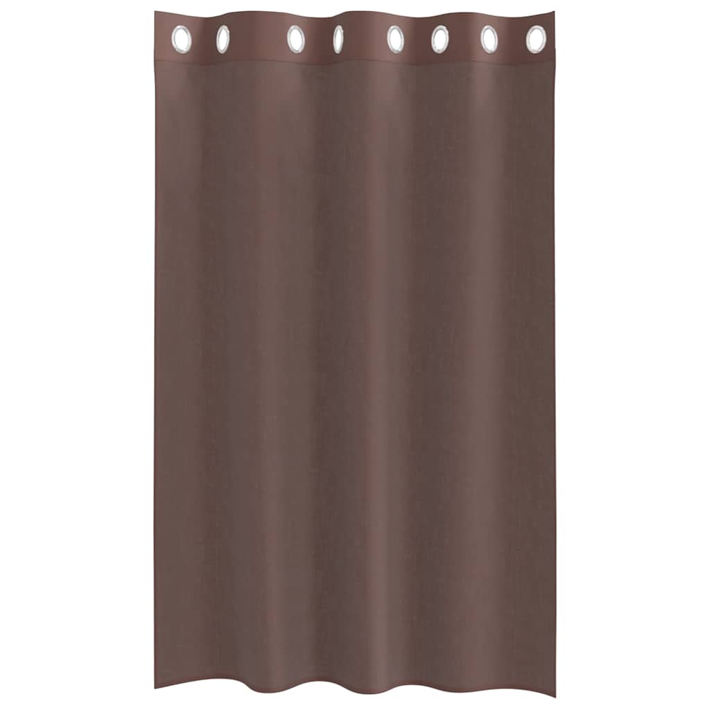 vidaXL Voile Vorhänge mit Ösen 2 Stk. Braun 140x175 cm
