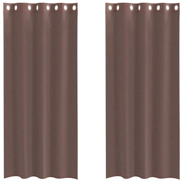 vidaXL Voile Vorhänge mit Ösen 2 Stk. Braun 140x225 cm