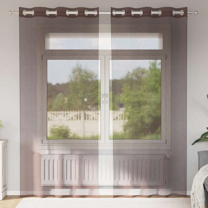 vidaXL Voile Vorhänge mit Ösen 2 Stk. Braun 140x225 cm