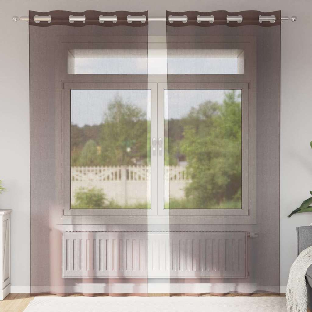 vidaXL Rideaux voiles à œillets 2 pcs Marron 140x245 cm