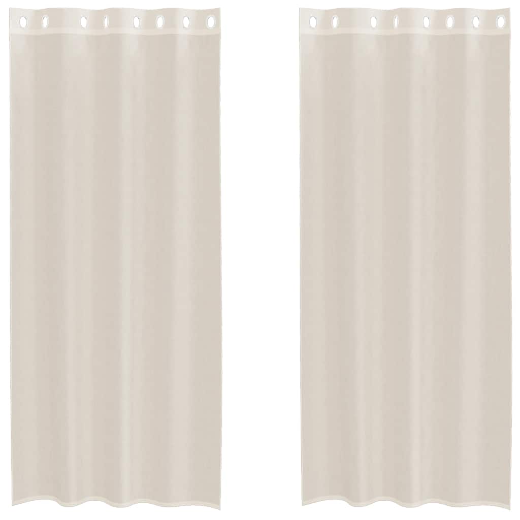 vidaXL Voile Vorhänge mit Ösen 2 Stk. Creme 140x225 cm