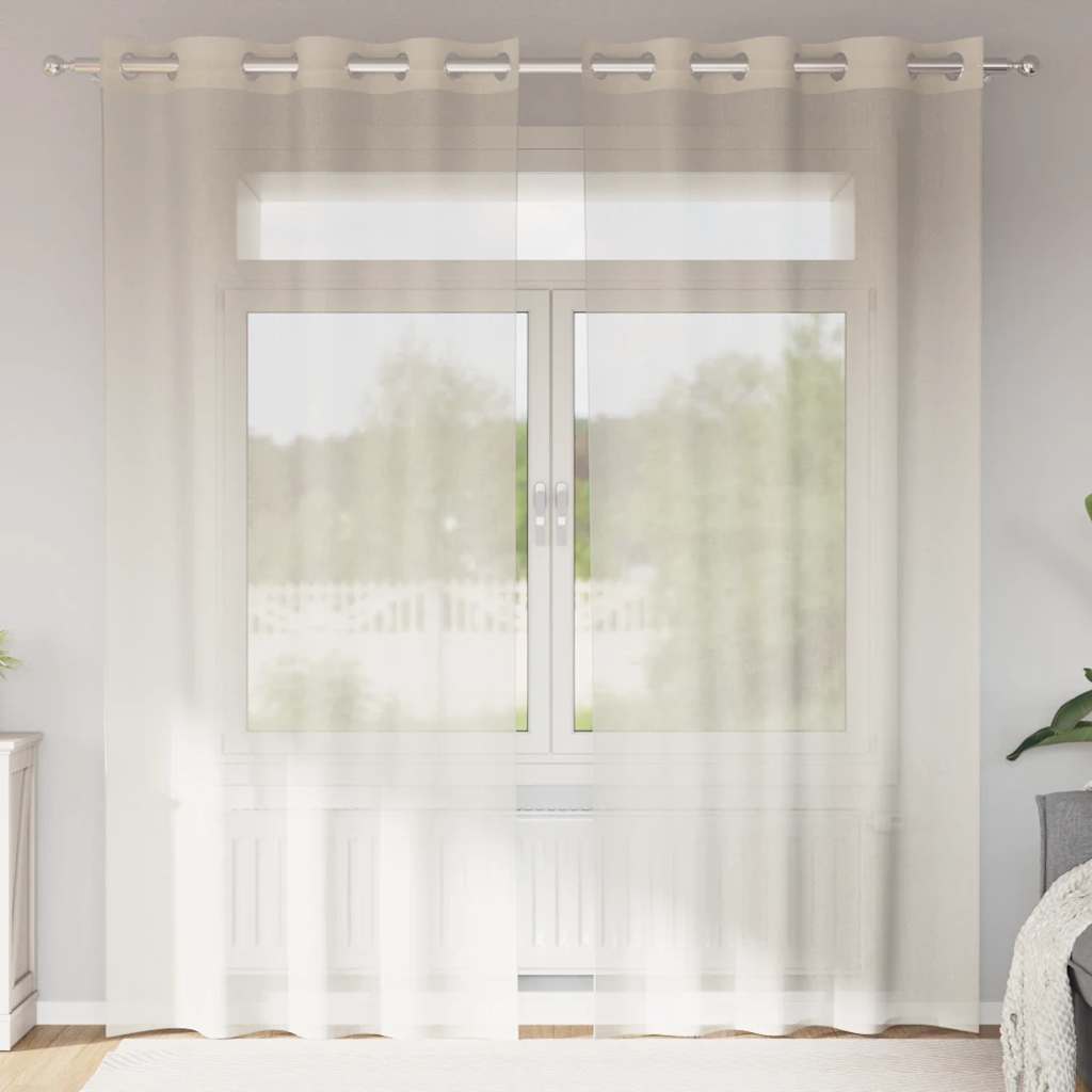 vidaXL Voile Vorhänge mit Ösen 2 Stk. Creme 140x225 cm