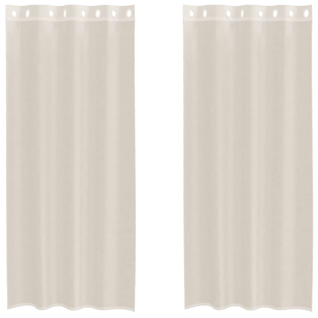 vidaXL Voile Vorhänge mit Ösen 2 Stk. Creme 140x245 cm