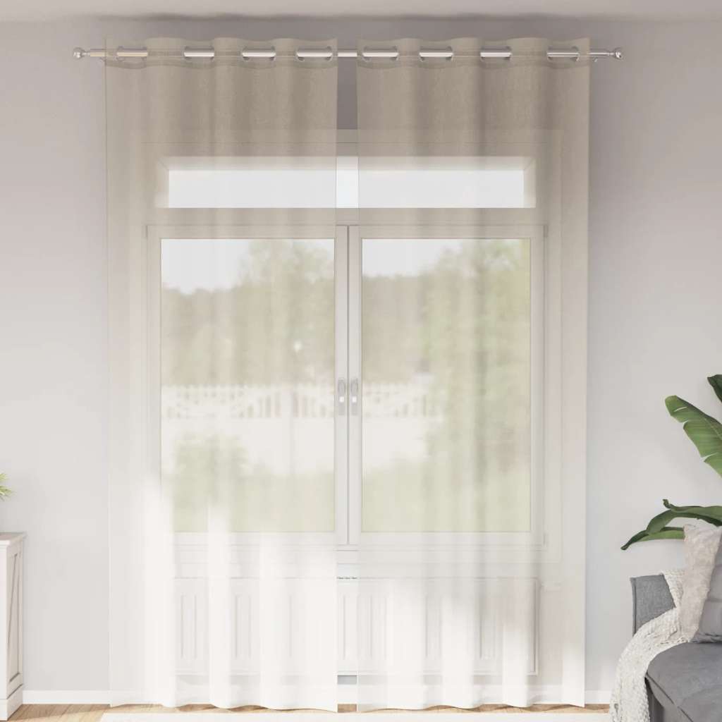 vidaXL Rideaux voilages à œillets 2 pcs Crème 140x260 cm