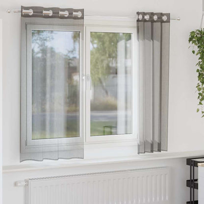 vidaXL Voilages à œillets 2 pcs Gris foncé 140x140 cm