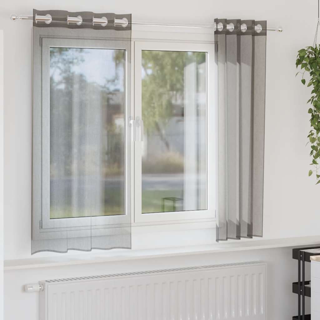 vidaXL Voile Vorhänge mit Ösen 2 Stk. Dunkelgrau 140x175 cm