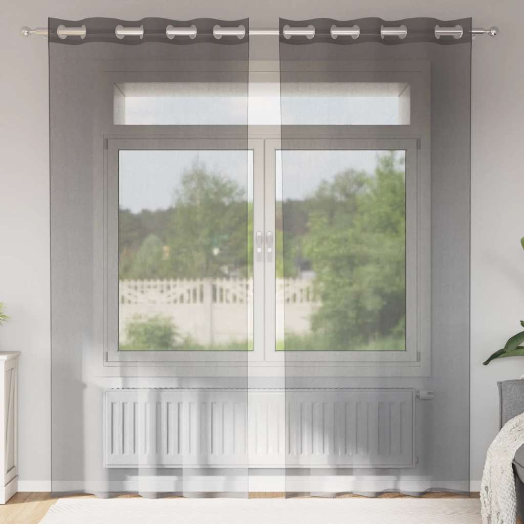 vidaXL Rideaux voilages à œillets 2 pcs Gris foncé 140x245 cm