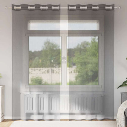 vidaXL Rideaux voilages à œillets 2 pcs Gris foncé 140x245 cm