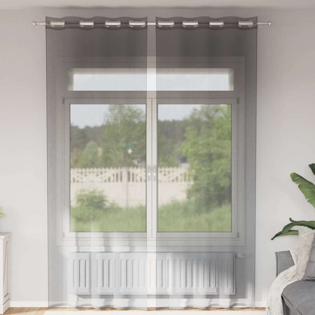 vidaXL Voile Vorhänge mit Ösen 2 Stk. Dunkelgrau 140x260 cm