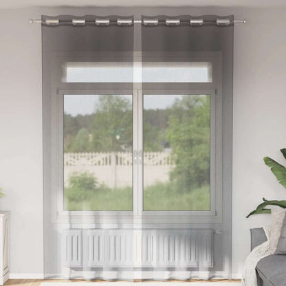 vidaXL Voile Vorhänge mit Ösen 2 Stk. Dunkelgrau 140x260 cm