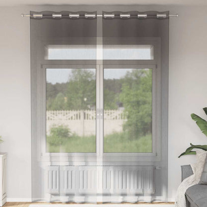 vidaXL Rideaux voilages à œillets 2 pcs Gris foncé 140x300 cm