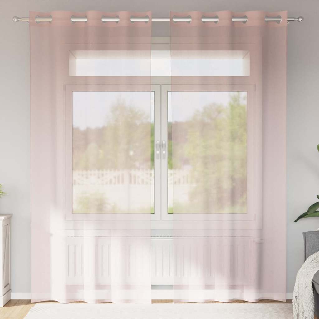 vidaXL Voile Vorhänge mit Ösen 2 Stk. Hellrosa 140x225 cm