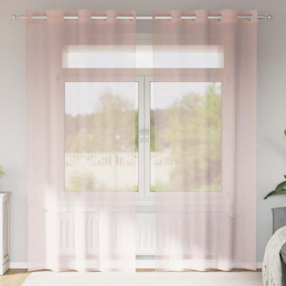 vidaXL Voile Vorhänge mit Ösen 2 Stk. Hellrosa 140x245 cm