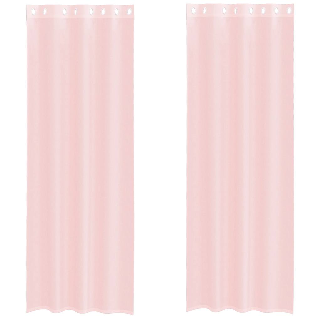 vidaXL Voile Vorhänge mit Ösen 2 Stk. Hellrosa 140x260 cm