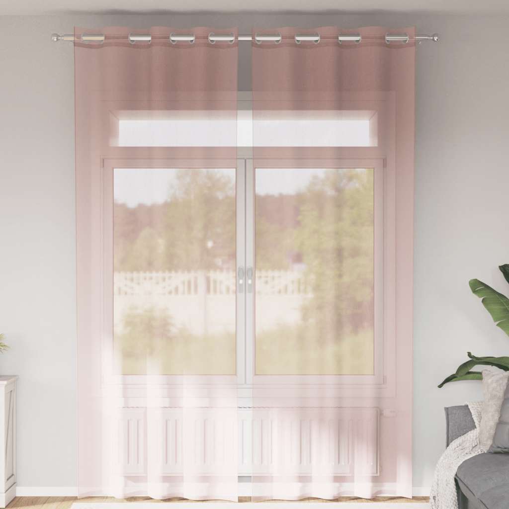 vidaXL Voile Vorhänge mit Ösen 2 Stk. Hellrosa 140x300 cm