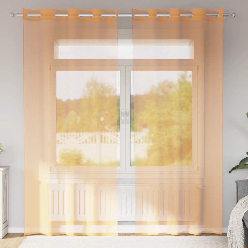 vidaXL Voile Vorhänge mit Ösen 2 Stk. Orange 140x225 cm