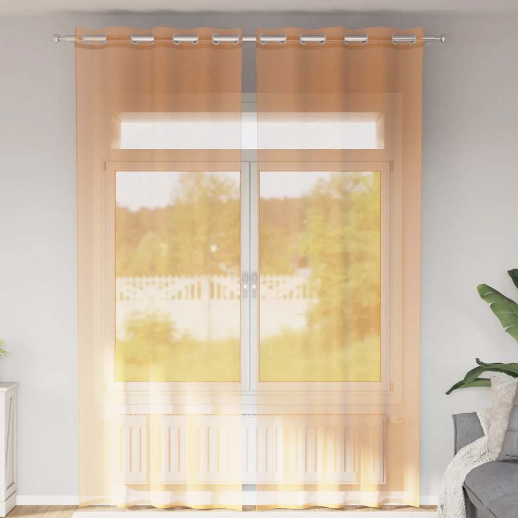 vidaXL Voilages à œillets 2 pcs Orange 140x300 cm