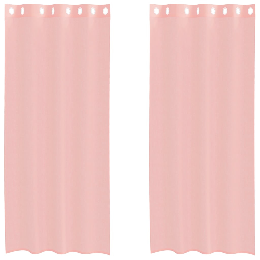 vidaXL Voile Vorhänge mit Ösen 2 Stk. Rosa 140x225 cm