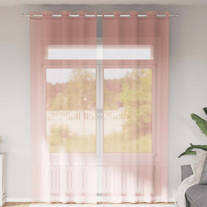 vidaXL Voile Vorhänge mit Ösen 2 Stk. Rosa 140x300 cm