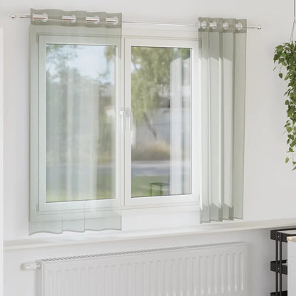 vidaXL Voile Vorhänge mit Ösen 2 Stk. Hellgrau 140x175 cm