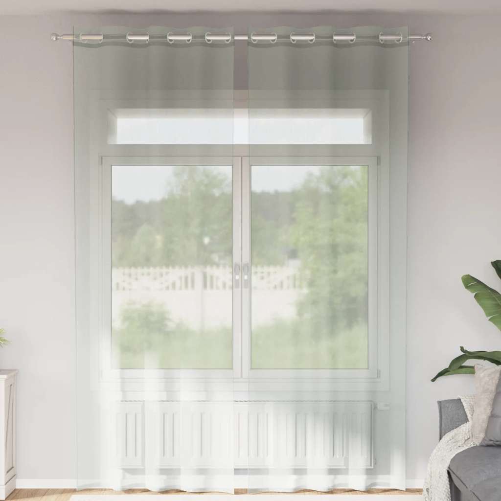 vidaXL Voile Vorhänge mit Ösen 2 Stk. Hellgrau 140x300 cm