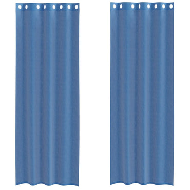 vidaXL Rideaux voilages à œillets 2 pcs Bleu roi