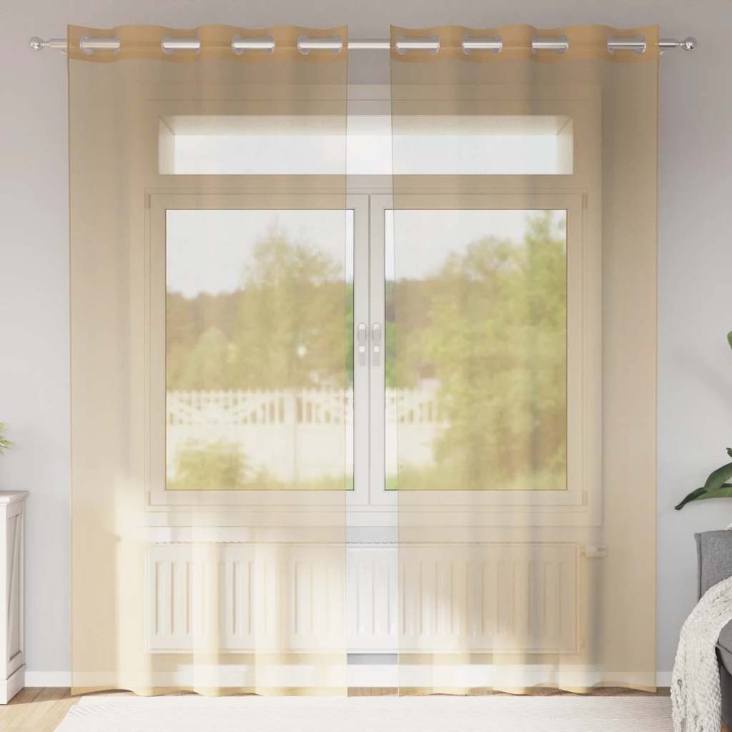 Voile Vorhänge mit Ösen 2 Stk. Sandfarbe