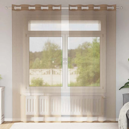 vidaXL Voile Vorhänge mit Ösen 2 Stk. Hellbraun
