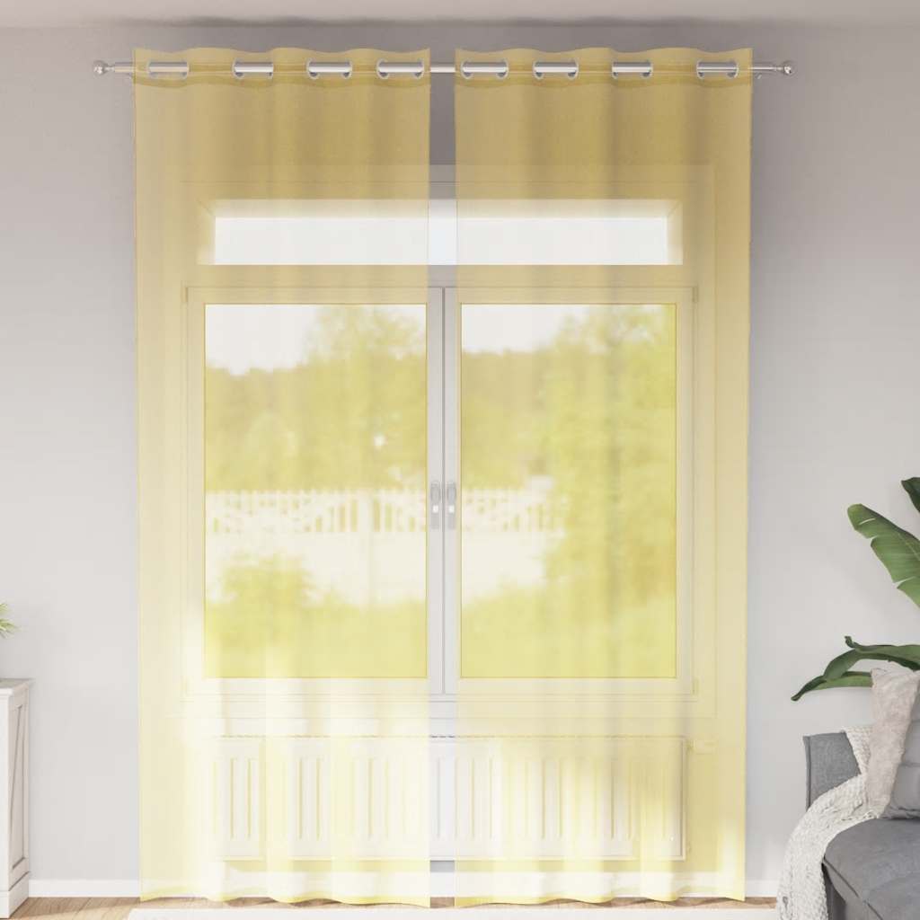 vidaXL Voile Vorhänge mit Ösen 2 Stk. Gelb