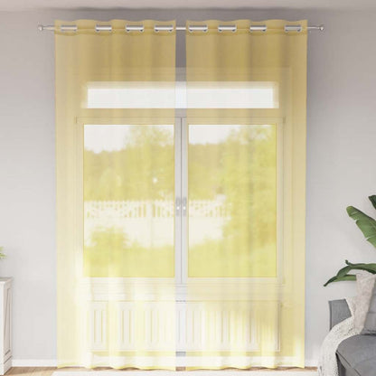 vidaXL Voile Vorhänge mit Ösen 2 Stk. Gelb