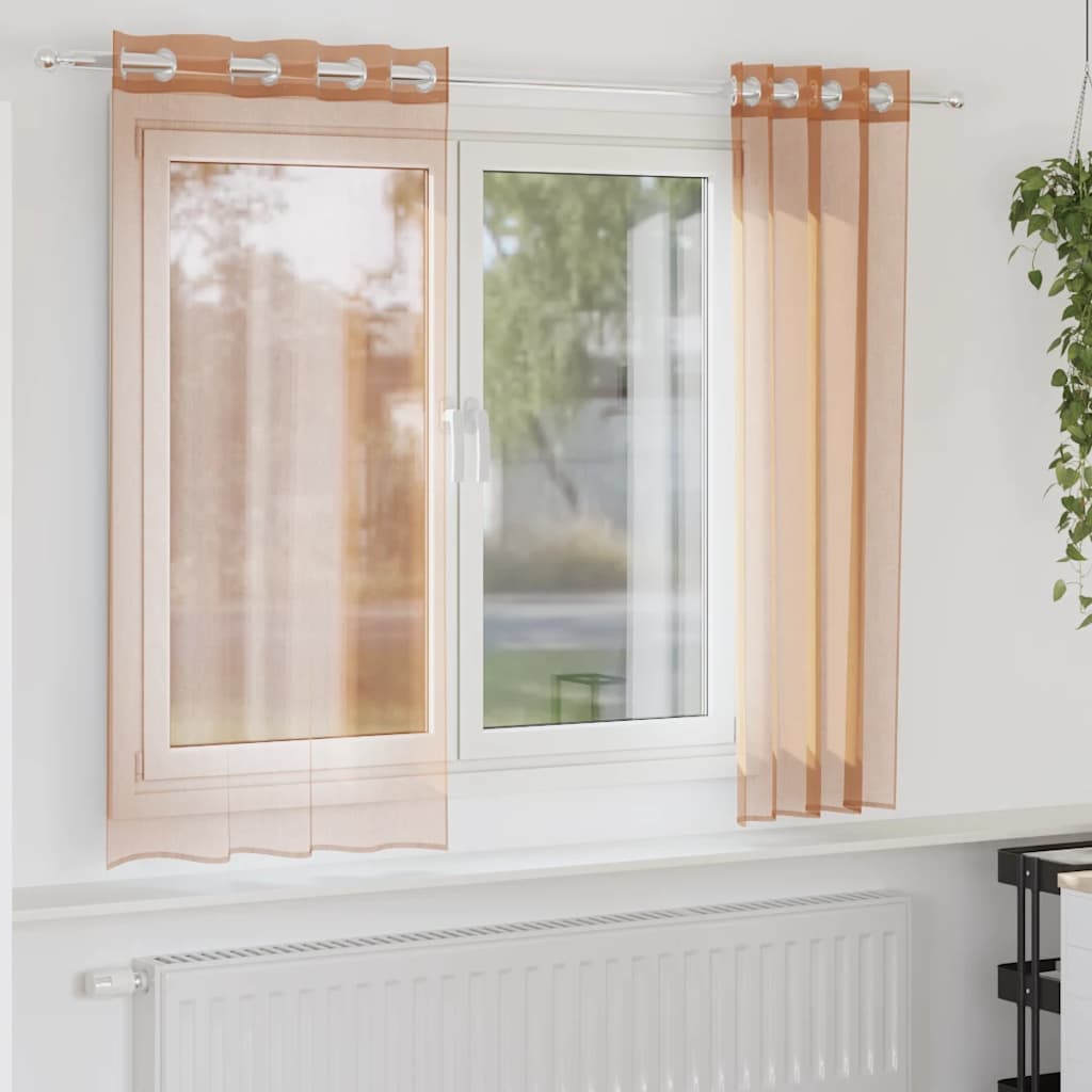 vidaXL Voile Vorhänge mit Ösen 2 Stk. Terrakotta