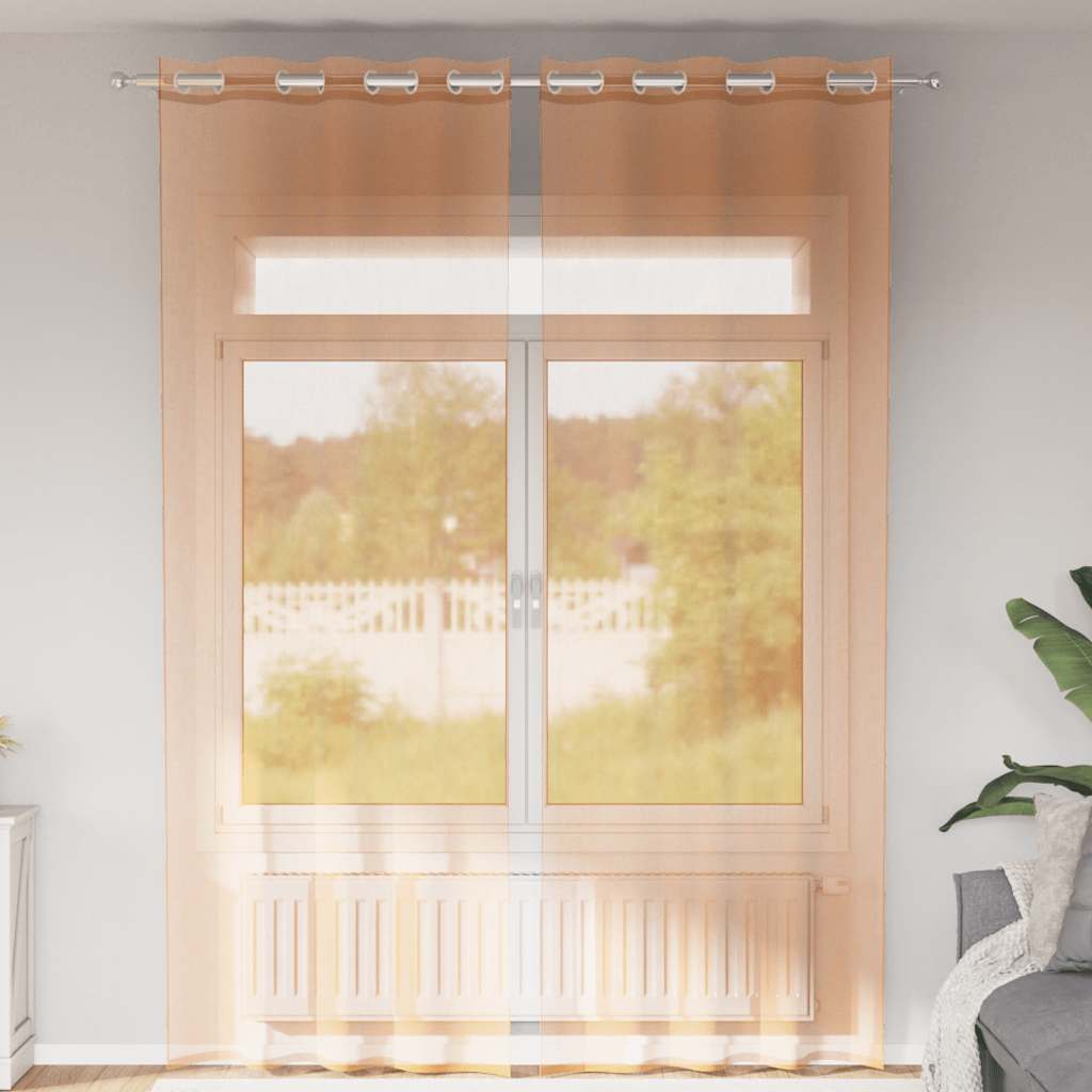 vidaXL Voile Vorhänge mit Ösen 2 Stk. Terrakotta