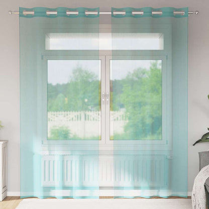 vidaXL Voile Vorhänge mit Ösen 2 Stk. Türkis